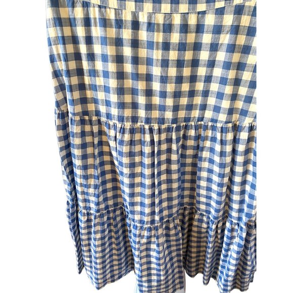 SOLD Gap Blue Tiered Maxi Gingham Skirt Women’s 6 Modest - Picture 2 of 7